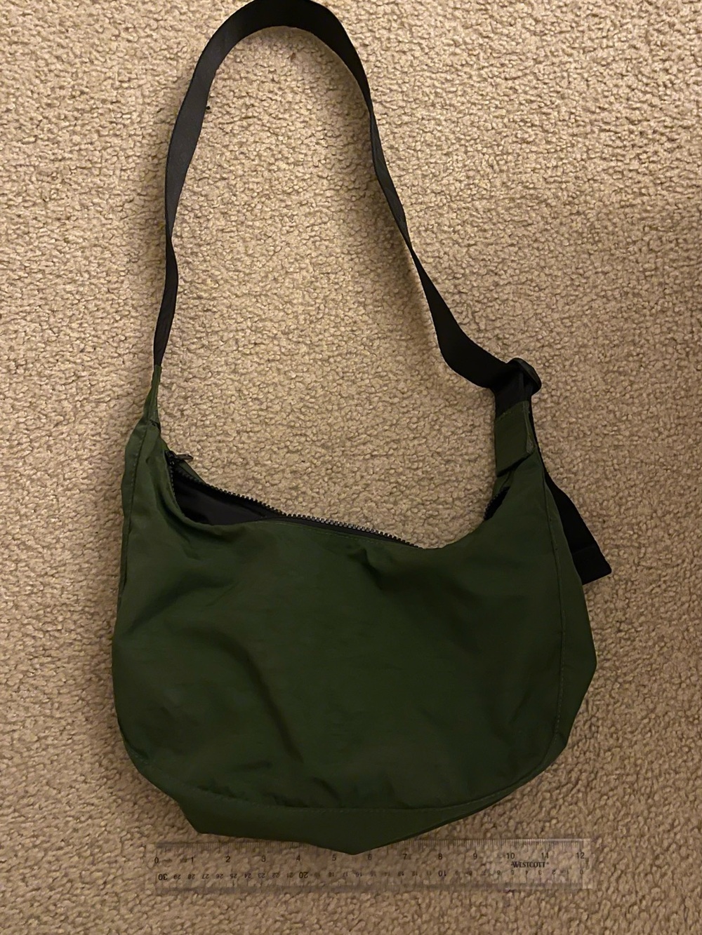 BAGGU Olive Green Shoulder Crossbody Bag with Black Strap
